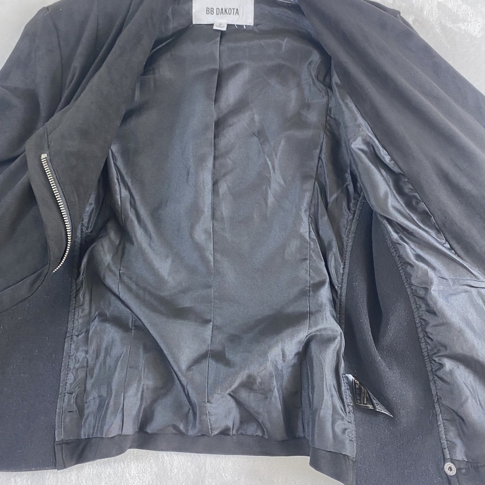 2/$30 BB Dakota Jacket Sz S Black Faux Suede Moto Style Grunge Goth Minimalist - Picture 5 of 11